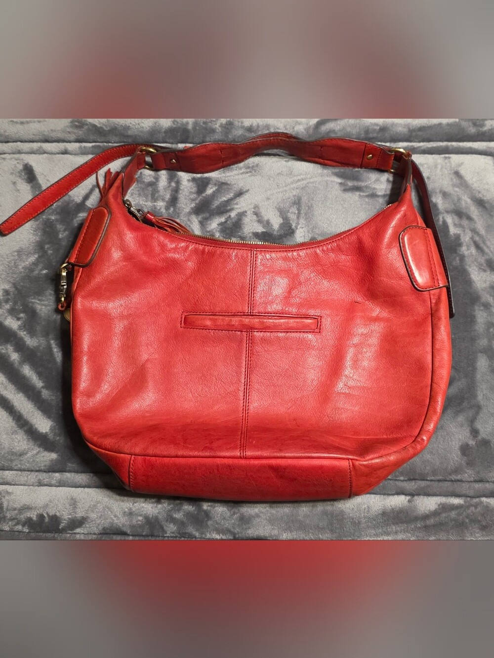 Lucky Brand Red Leather Shoulder Bag - Classic Women's Hobo